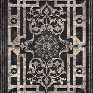 زیر سفره ای مخمل طرح کلاسیک مشکی فرمهر کد tbt-f13084