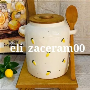بانکه روغن جامد سرامیکی طرح لیمو برجسته 3 کیلویی 