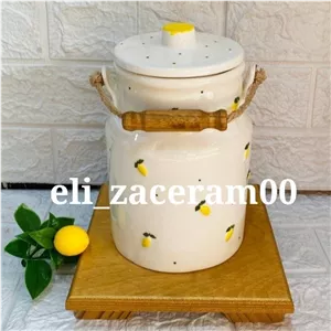 بانکه روغن جامد سرامیکی طرح لیمو برجسته دو کیلویی