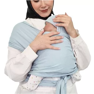آغوشی مدل اسلینگ فامربیبی رنگ آبی پاستیلی (آغوشی پارچه ای)