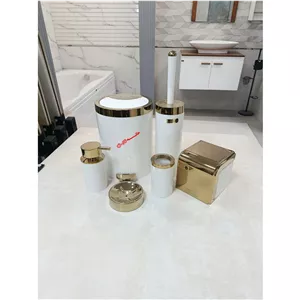 ست سرویس بهداشتی 6پارچه بتیس مدل کلاسیک رنگ سفید طلایی 