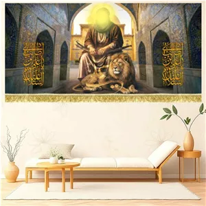 کتیبه مخمل تصویر امام علی در ایوان نجف