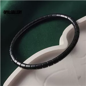 دستبند النگویی اسپرت خاص مشکی استیل