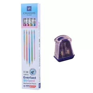 مداد نوکی 2 میلی متری کریتورز کلاس مدل Striped به همراه تراش مجموعه 11 عددی