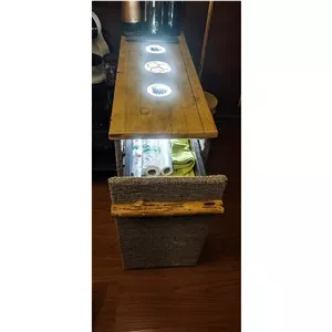 باکس کشودار چوبی دو طبقه با چراغ ال ای دی
