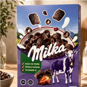 کورن فلکس میلکا Milka شکلاتی با تکه های توتفرنگی