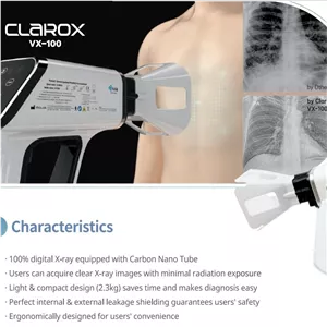 رادیوگرافی پرتابل X-ray پزشکی کلاروکس Clarox VX-100 برای تصویربرداری از دست، پا، قفسه سینه و سایر اعضای بدن