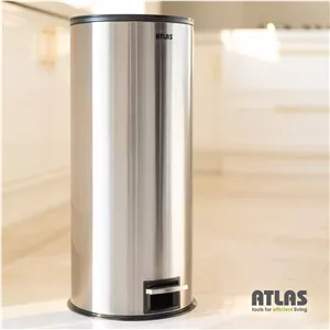 سطل پدالی استیل 30 لیتری درب آرام بند اطلس مدل هانیس کد 353