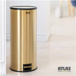 سطل پدالی استیل 30 لیتری درب آرام بند طلایی اطلس مدل هانیس