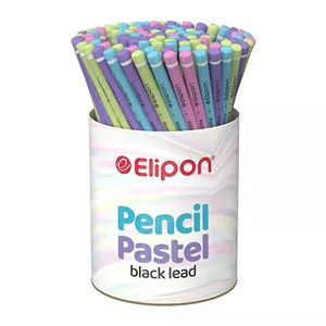 عمده - مداد مشکی(بدنه گرد)پاستلی قوطی 72عددی الیپون کد8441030 - قوطی 72 تایی
