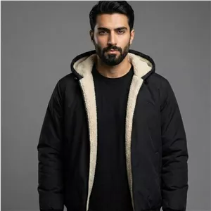 کاپشن مردانه مشکی داخل تمام خز مدل adidas-مشکی کت چرم مردانه