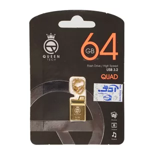 Queen QUAD USB3.2 Flash Memory-64GB طلایی (گارانتی مادام العمر شرکت آی تین)