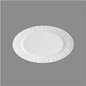 دیس بیضی 38 چینی زرین سری نئوکلاسیک طرح سفید درجه 3 (پس کرایه)
