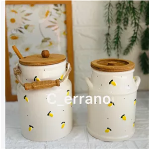 بانکه روغن جامد سرامیکی طرح لیمو یک کیلویی