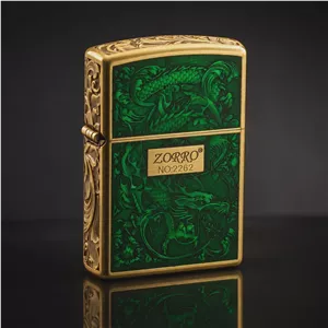 فندک بنزینی برند zorro بدنه فلزی طرح Divine Dragon سری ZK33