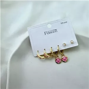 پک گوشواره سه عددی صورتی فشن کد GO00101