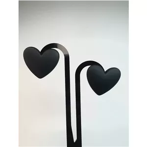 گوشواره زنانه فشن وارداتی طرح Heart black سیلیکونی مدل سوزنی رنگ مشکی