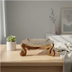 دیس شیرینی خوری پیکسل پایه چوبی