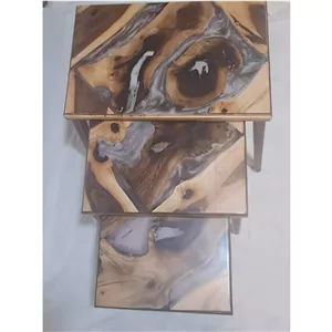 میز عسلی چوب گردو و رزین