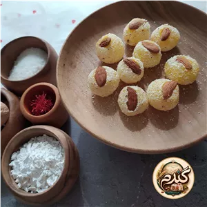 باسلوق زعفرانی ( با مغز بادام ) 125 گرمی