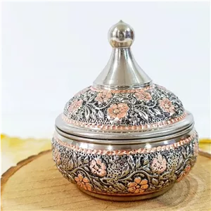 قندان مسی کروم، رنگ نقره ای، سایز2، (برند) شهباز