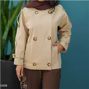 بارانی کتان تی سی آستردار یقه گرد 