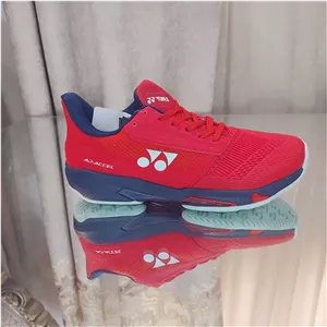 کفش بدمینتون ، تنیس و پدل یونکس Yonex Womens and Mens Power Cushion Ad-Accel Sunset Red رنگ قرمز سورمه ای 