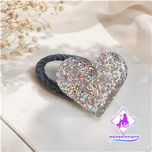 کش مو قلبی رزینی نقره ای