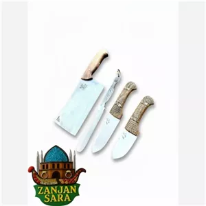 چاقو و ساطور و مصقل قصابی استیل ست چهار تایی زنجان
