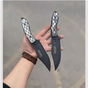 چاقو شکاری فولاد رنگی دسته پوست ماری احمدی زنجان