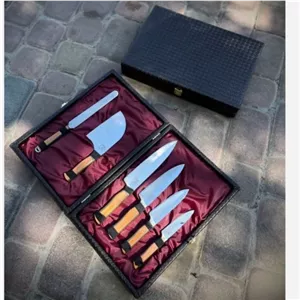 چاقو ساطور و مصقل ست کامل استیل آشپزی زنجان