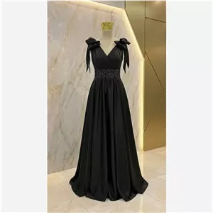 ماکسی زنانه ساتن تافته مدل لاله کاپدار مشکی سایز 36 تا 52