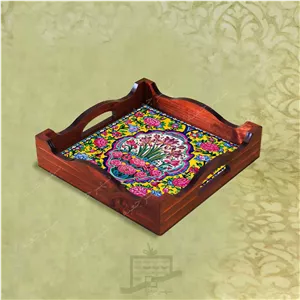 سینی چوبی (طرح R K4 22) – پذیرایی لاکچری، ضد آب، سنتی، تنقلات، سرو، رزینی