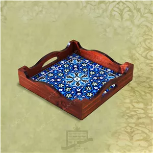 سینی چوبی (طرح R K32 22) – پذیرایی لاکچری، ضد آب، سنتی، تنقلات، سرو، رزینی