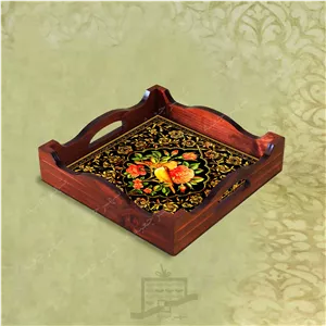 سینی چوبی (طرح R G4 22) – پذیرایی لاکچری، ضد آب، سنتی، تنقلات، سرو، رزینی