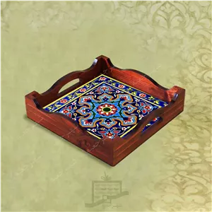 سینی چوبی (طرح R K18 22) – پذیرایی لاکچری، ضد آب، سنتی، تنقلات، سرو، رزینی