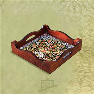 سینی چوبی (طرح R G2 22) – پذیرایی لاکچری، ضد آب، سنتی، تنقلات، سرو، رزینی