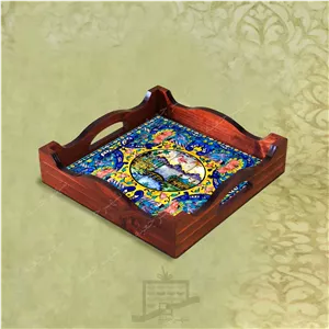 سینی چوبی (طرح R K3 22) – پذیرایی لاکچری، ضد آب، سنتی، تنقلات، سرو، رزینی