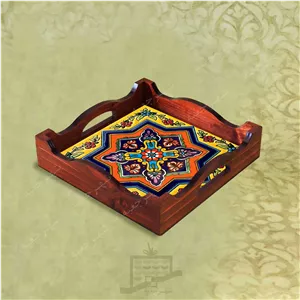سینی چوبی (طرح R K6 22) – پذیرایی لاکچری، ضد آب، سنتی، تنقلات، سرو، رزینی