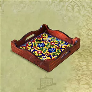 سینی چوبی (طرح R K34 22) – پذیرایی لاکچری، ضد آب، سنتی، تنقلات، سرو، رزینی