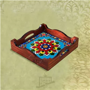 سینی چوبی (طرح R K28 22) – پذیرایی لاکچری، ضد آب، سنتی، تنقلات، سرو، رزینی