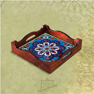 سینی چوبی (طرح R K35 22) – پذیرایی لاکچری، ضد آب، سنتی، تنقلات، سرو، رزینی