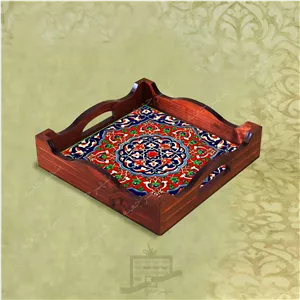 سینی چوبی (طرح R K31 22) – پذیرایی لاکچری، ضد آب، سنتی، تنقلات، سرو، رزینی