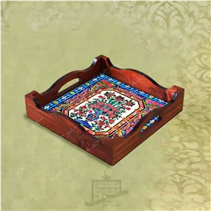 سینی چوبی (طرح R K5 22) – پذیرایی لاکچری، ضد آب، سنتی، تنقلات، سرو، رزینی