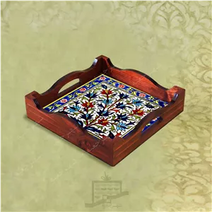 سینی چوبی (طرح R K22 22) – پذیرایی لاکچری، ضد آب، سنتی، تنقلات، سرو، رزینی