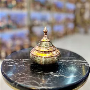 قندان مدل سفینه کوچک مس و خاتم سیم برنجی 