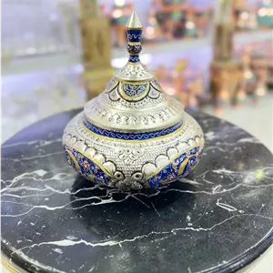 قندان بدون پایه مدل سفینه قلمزنی و نقاشی تذهیب 
