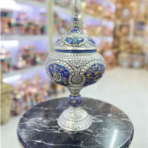 شکلات خوری پایه دار خیلی بزرگ قلمزنی و نقاشی تذهیب 