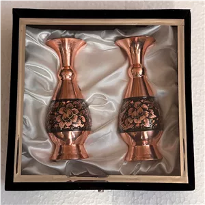 گلدان مسی الماس تراش با جعبه مخمل