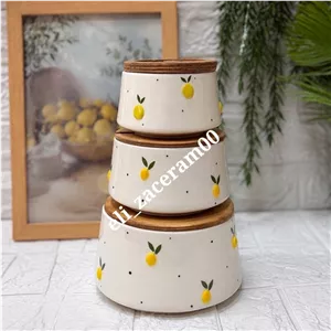 کندی سه تایی سرامیکی طرح لیمو برجسته 